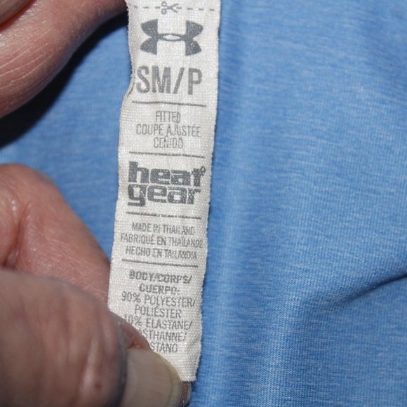 Under Armour ISO-Chill Heatgear V-Neck Blue Coral Fitted Short Sleeve Shirt ~S~ - Picture 9 of 10